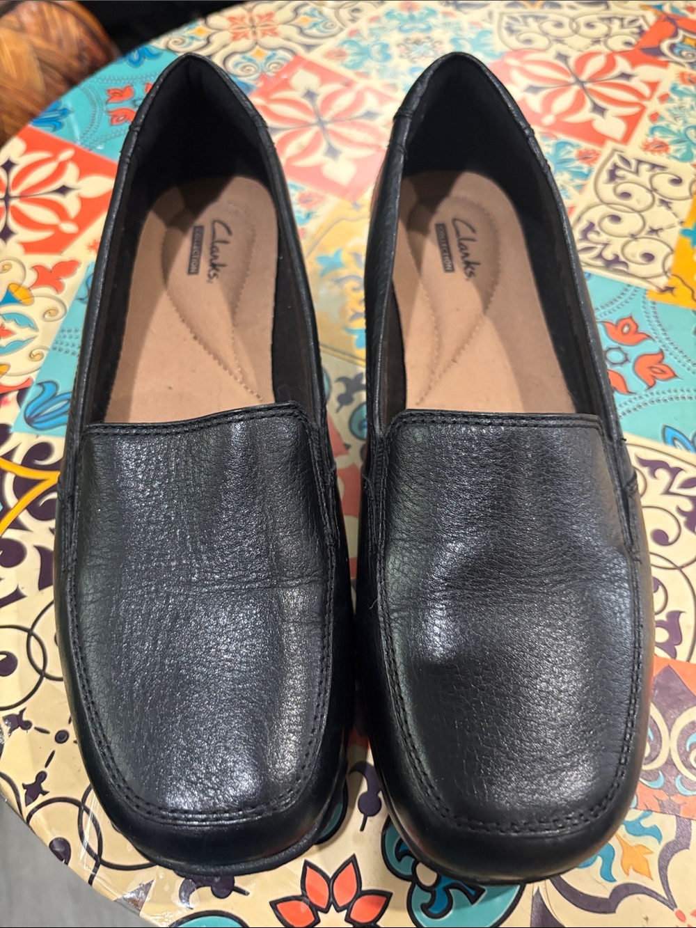 Clarks Black Leather Slip-On Loafers for Men